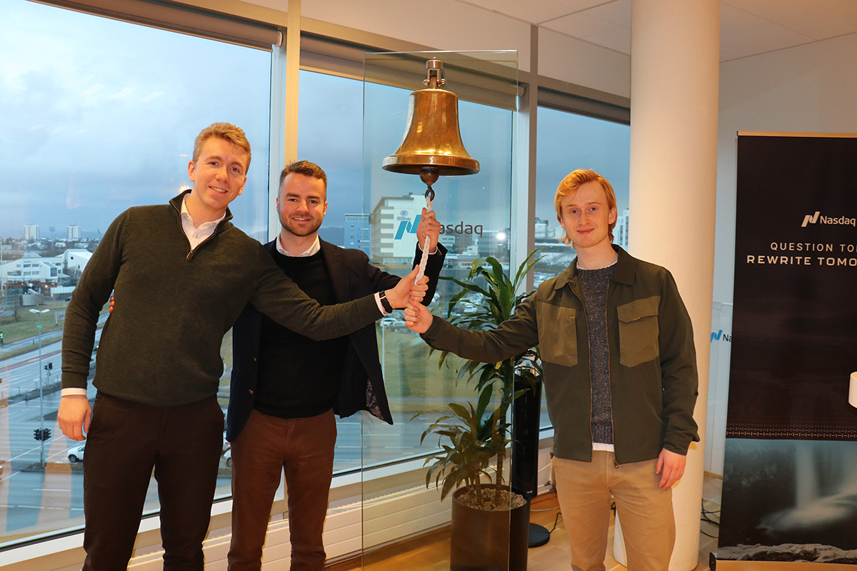 Nöfnin á eigendum Dyngju appsins: Alexander Sigurðarson, Fannar Logi Hannesson, Magnús Benediktsson og Reynir Freyr Hauksson sem var fjarverandi í verðlaunarafhentingu.